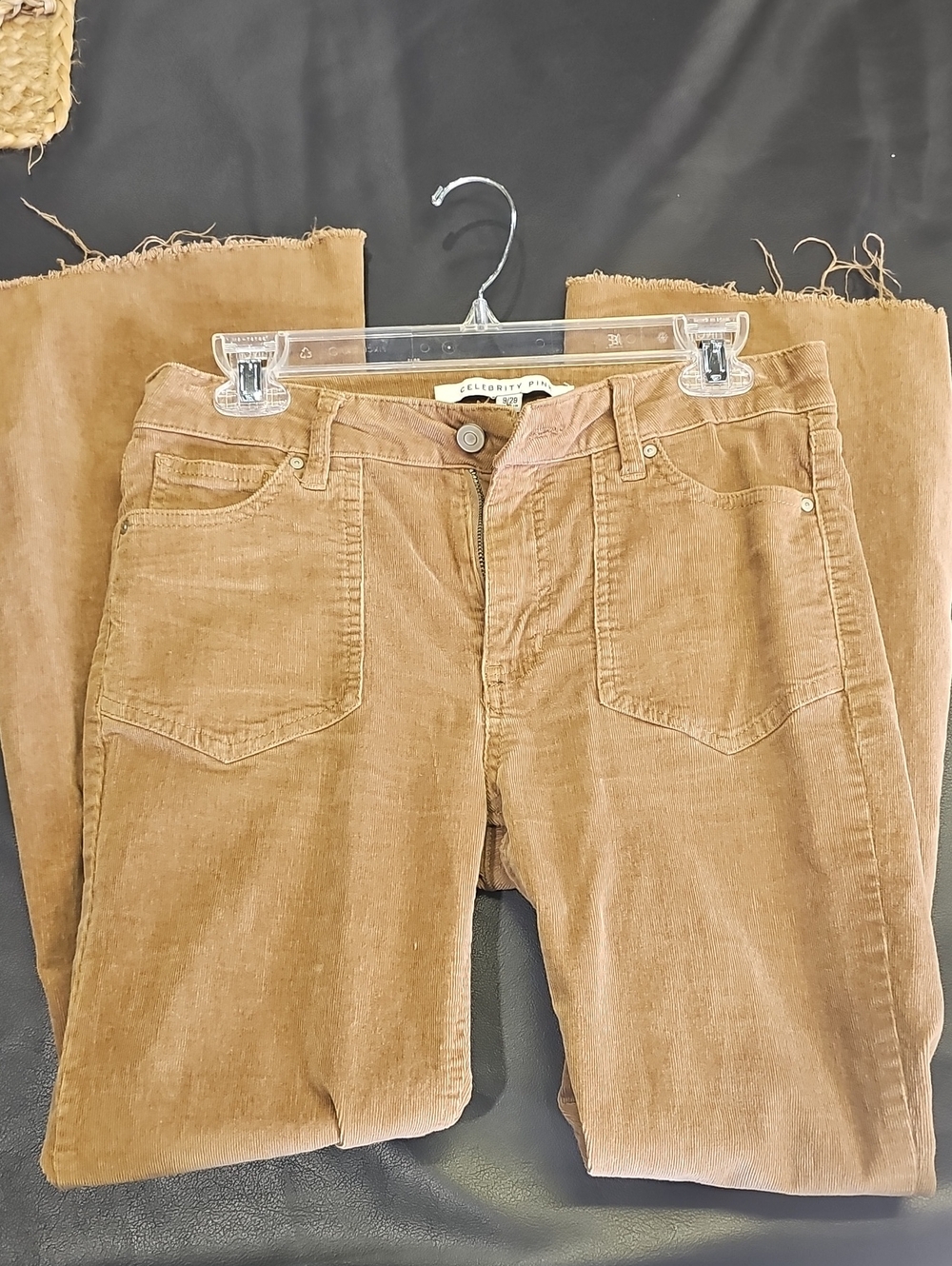Celebrity Pink Flare-Leg Corduroy Jeans in Tan